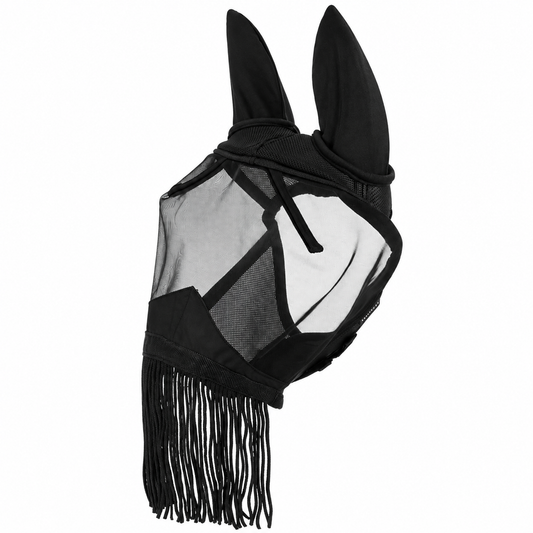Máscara antimoscas filtro UV con flecos Anatómica EQUITHÈME - Negra
