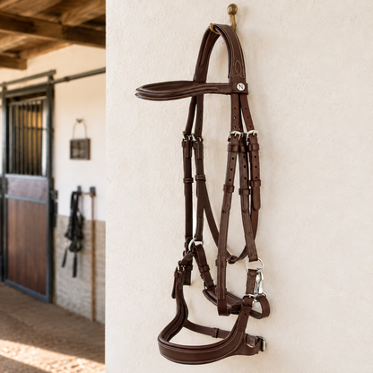 Cabezada de montar anatómica de cuero marrón NORTON PRO EK-Ergofit